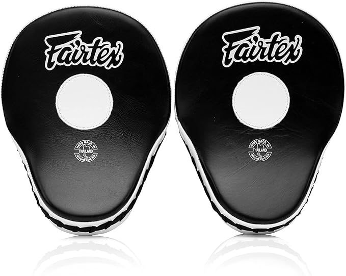 Fairtex FMV9 Contoured Focus Mitts |Striking Accuracy & Protection for Boxing, Muay Thai, Kickboxing |Ergonomic Design, Soft Padding, Secure Fit Leather