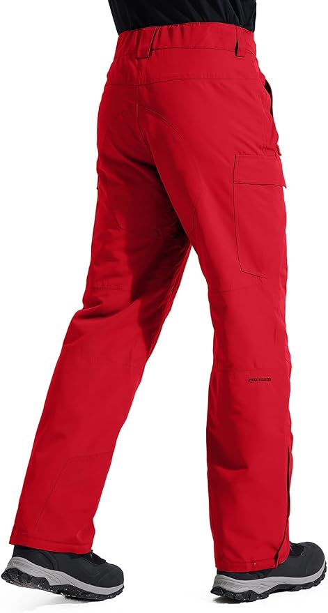 FREE SOLDIER Men's Waterproof Snow Insulated Pants Winter Skiing Snowboarding Pants with Zipper Pockets