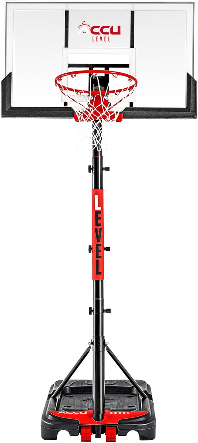 Basketball Hoop 4.7-10ft Adjustable Portable Basketball Goals System with 44-48 Inch Patented Angle Adjustable Backboard, for Kids Youth and Adults Outdoor Indoor Use