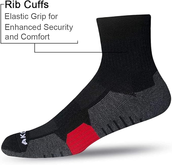 AKOENY Men's Performance Athletic Cushioned Quarter Ankle Socks (6 Pairs)