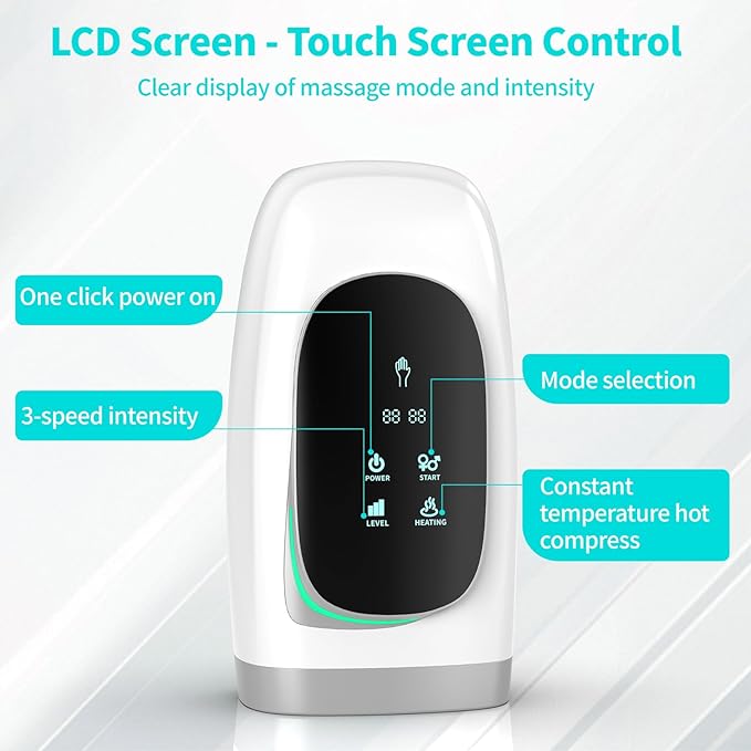 Hand Massager, Cordless Hand Massager with Heat and Compression for Arthritis and Carpal Tunnel, 3 Modes, 5 Intensity Levels, 15-Minute Timer