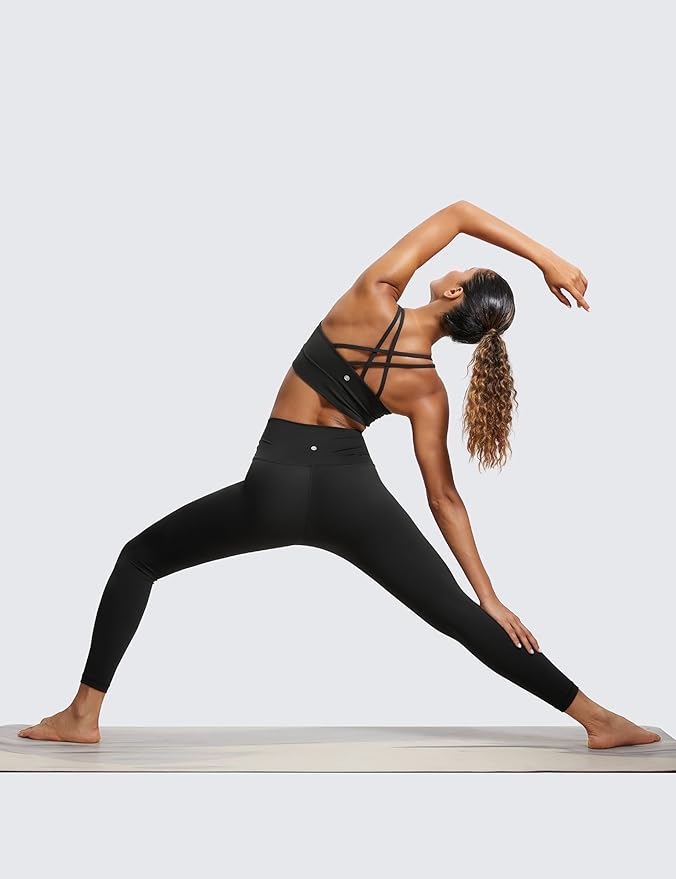 CRZ YOGA Softness Mold Womens Butterluxe Strappy Longline Sports Bra - Double Spaghetti Strap Workout Yoga Crop Top Athletic