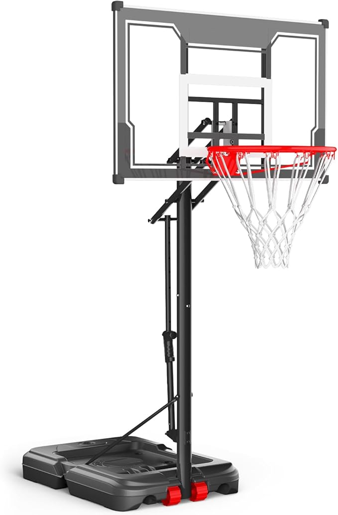 Basketball Hoop Outdoor with 45 Inch Shatterproof Backboard, Portable Basketball Goal System 4.8-10ft Height Adjustable for Kids, Youth, Adults, Backyard/Driveway/Indoor