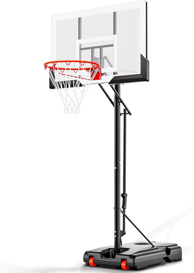 Basketball Hoop 44 Inch Backboard Protable Basketball Hoop Outdoor, 4.8-10ft Height Adjustable Basketball Goal System for Kids Youth Adults Play in Backyard/Courts/Indoor