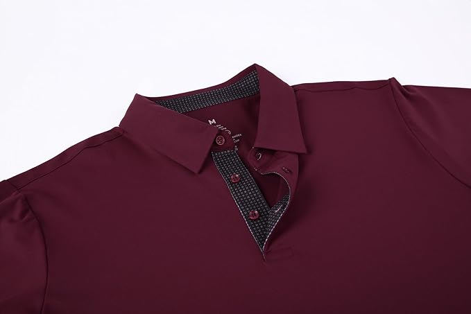 Alex Vando Mens Golf Shirt Moisture Wicking Quick-Dry Solid Short Sleeve Polo Shirts for Men