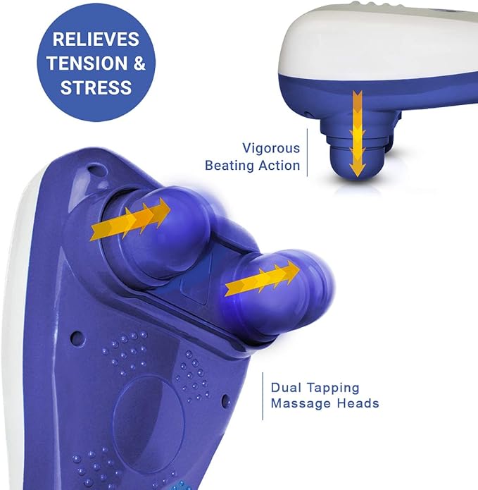 Daiwa Felicity Electric Handheld Full Body Dual Head Percussion Massager Tapping Massage – Dual Tapper 3 Interchangeable nodes Included