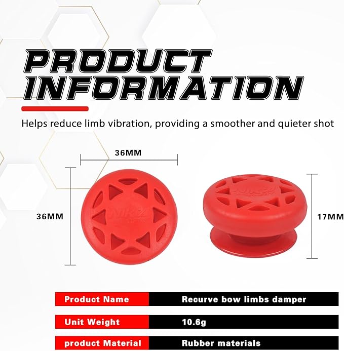 Archery Bow Stabilizer Solid Rubbe Limbs Vibration Damper for Youth Compound Bows, 2-Pack