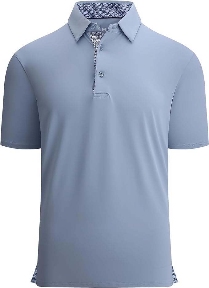 Alex Vando Mens Golf Shirt Moisture Wicking Quick-Dry Solid Short Sleeve Polo Shirts for Men