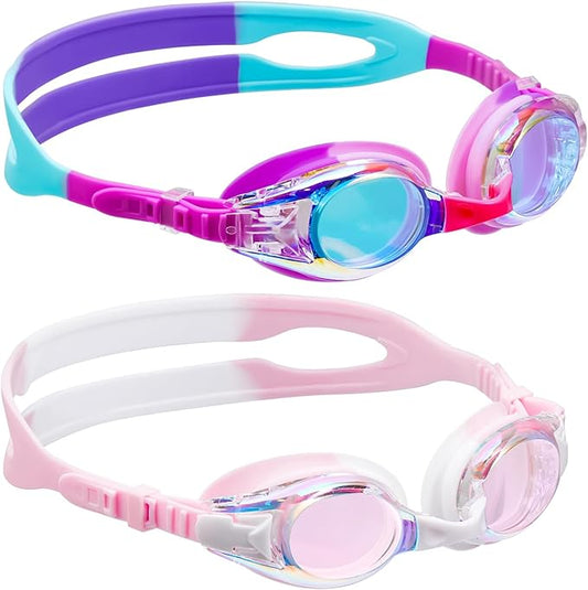 Aegend 2 Pack Kids Goggles, Swimming Goggles for Kids Age 4-16 Boys and Girls Youth, Anti-Fog Waterproof Anti-UV Pool Goggles