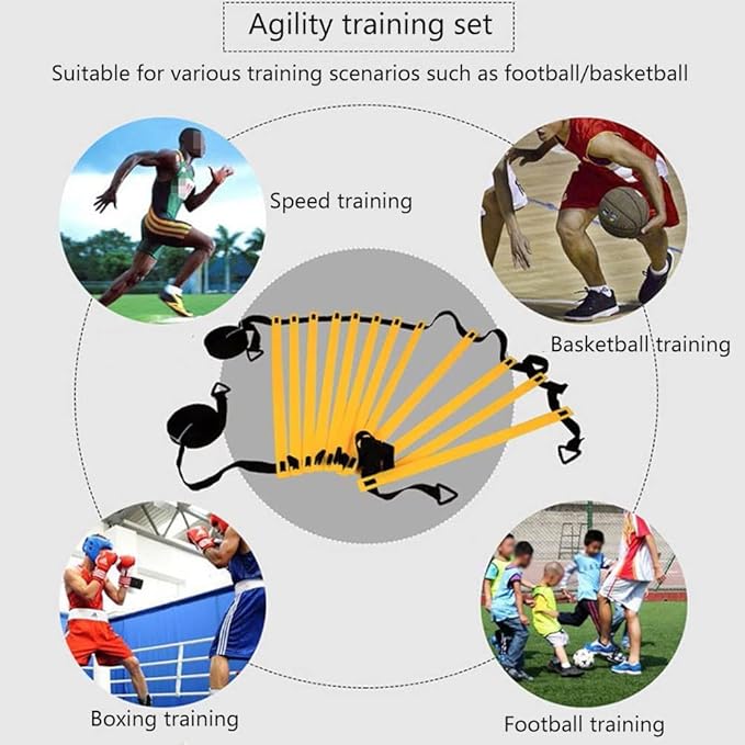 Football Training Equipment | Speed Agility Training Set, Including 1 Agility Ladder, 4 Steel Piles,12 Disc Cones,1 Resistance Umbrella .| for Athletes/Sports Including Football & Basketball