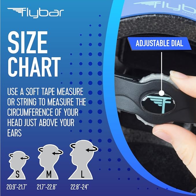 Flybar Bike Helmet- Multi Sport Dual Certified Adjustable Dial, Lightweight Skateboard Helmet, Roller Skating, Pogo, Electric Scooter, Snowboard, Boys and Girls Kids- Adults Helmets