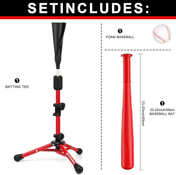 Baseball Tee for Kids,Youth Stand Set,Teeball Set,Youth Baseball,Softball Batting Tee Set,Easy Adjustable Height