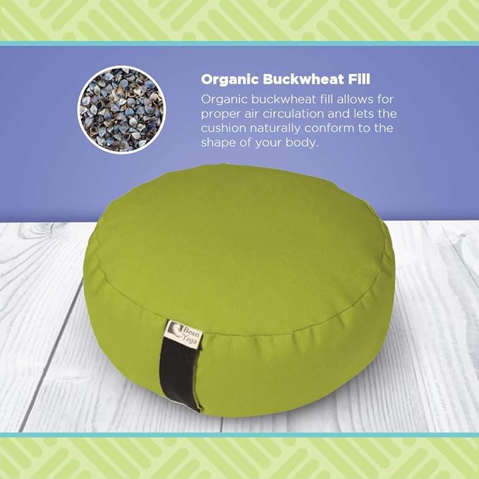 Bean Products Zafu Meditation Pillows for Sitting on Floor, Yoga Cushion, Cotton/Buckwheat Fill Yoga Pillow, Zafu Meditation Cushion, Zen Kneeling Prayer Pad- Made in USA - 14" Round - Royal Blue