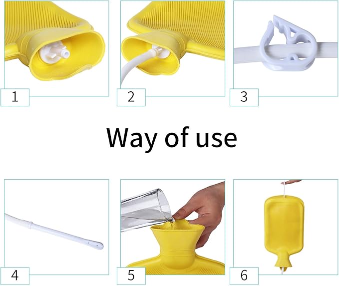 Abyclean Enema Bag Kit Rubber Anal Douche Vaginal Douche Enema Cleaner for Women’s or Man’s Health (Yellow, 2L)