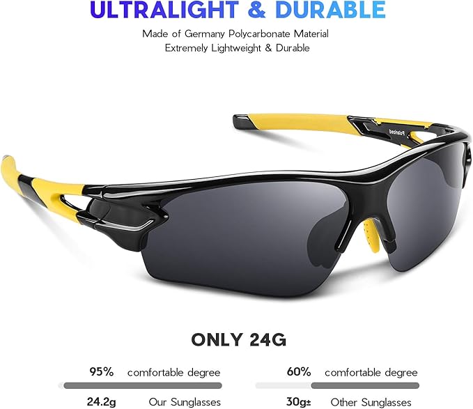 BEACOOL Polarized Sports Sunglasses for Men Women Youth Baseball Fishing Cycling Running Golf Motorcycle Tac Glasses UV400