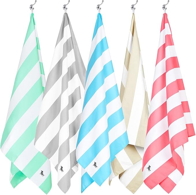 Dock & Bay Beach Towel - Quick Dry, Sand Free - Compact, Lightweight - 100% Recycled - Includes Bag - Cabana Light - Tulum Blue - Large (160x90cm, 63x35)