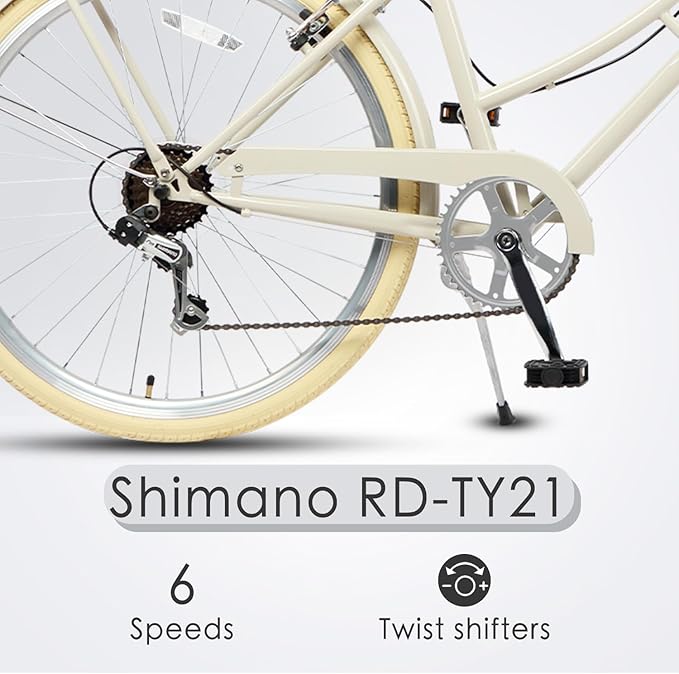 AVASTA Astrid Vela Hybrid Bike for Adult Women Female Lightweight Step Through 26 Inch High Tensile Steel Frame City Commuter Comfort Lady Bicycle, 6-Speed, Multiple Colors