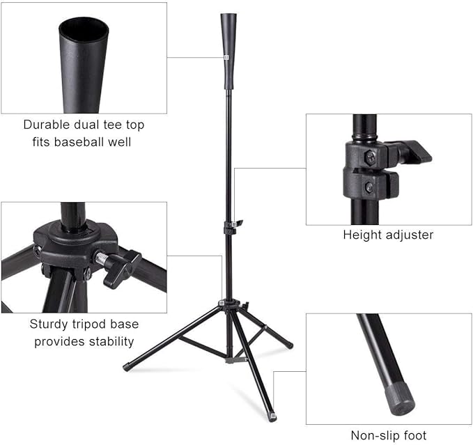 Goplus Batting Tee, Adjustable Baseball Softball Tripod for Batting Training Practice with Carrying Bag