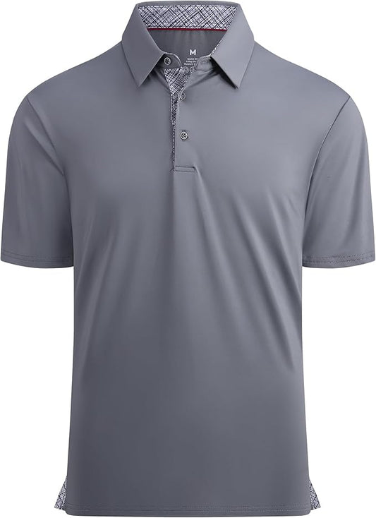 Alex Vando Mens Golf Shirt Moisture Wicking Quick-Dry Solid Short Sleeve Polo Shirts for Men