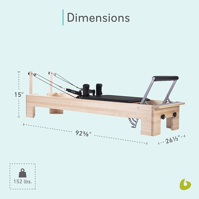 Balanced Body Studio Pilates Reformer with Sitting Exercise Box, Pilates Machine for Studio or at-Home Gym Equipment, Exercise Equipment for Fitness and Well-Being
