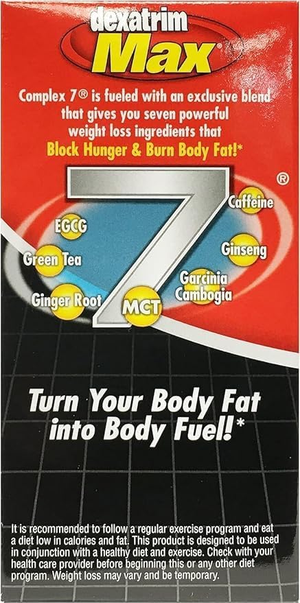 ILIOS Dexatrim Max Complex-7 | Diet Pills to Lose Weight - 7 Powerful Ingredients to Reduce Hunger & Body Fat, Fat Burner Supplements, Weight Loss Pills for Women & Men, 1 Pack w/ 60 Capsules