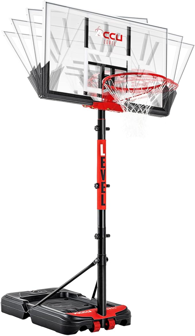 Basketball Hoop 4.7-10ft Adjustable Portable Basketball Goals System with 44-48 Inch Patented Angle Adjustable Backboard, for Kids Youth and Adults Outdoor Indoor Use