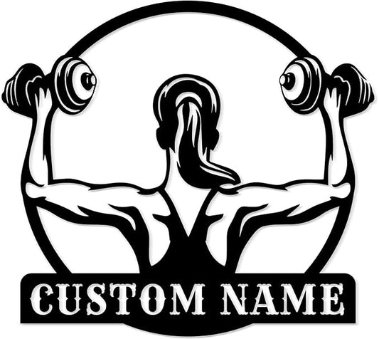 Customized Metal Gym Name Sign, Personalized Sports Room Wall Art,Metal Gym Sign,Unique Fitness Wall Sign, Gym Lovers Unique Gift, Gym Wall Art,Training Center Sign (Style-16)