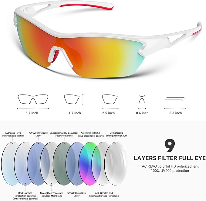 BEACOOL Polarized Sports Sunglasses for Men Women Youth Baseball Cycling Running Fishing Golf Motorcycle TAC Glasses UV400