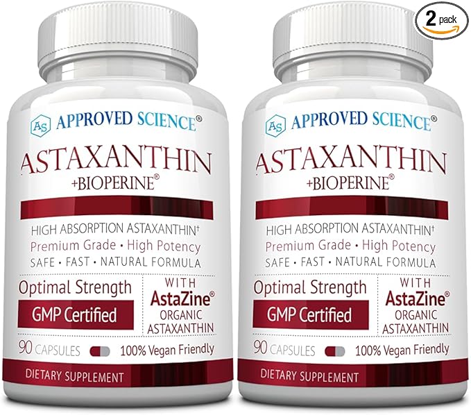 Approved Science® Astaxanthin 12 mg - Extra Strength Antioxidant - Supports Heart, Eyes, Skin - 180 Vegan Capsules - 6 Month Supply