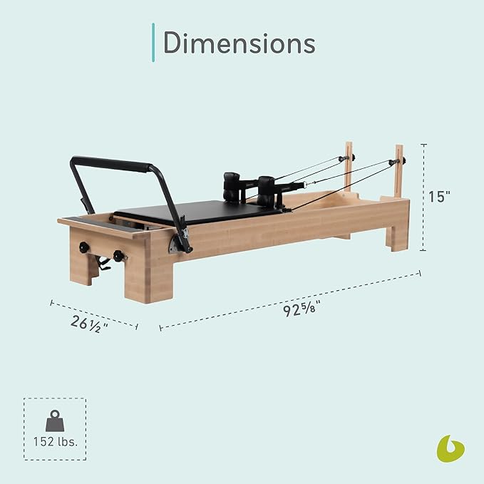 Balanced Body Studio Pilates Reformer with Sitting Exercise Box, Pilates Machine for Studio or at-Home Gym Equipment, Exercise Equipment for Fitness and Well-Being
