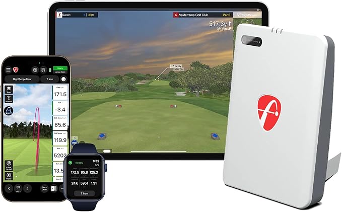 FlightScope Mevo Gen2 Portable Golf Launch Monitor and Simulator with 18 Swing Data Parameters, Front Facing Camera, 8 E6 Simulation Courses with GPS Overview and Shot Tracer | Indoor and Outdoor