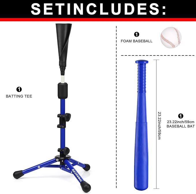 Baseball Tee for Kids,Youth Stand Set,Teeball Set,Youth Baseball,Softball Batting Tee Set,Easy Adjustable Height