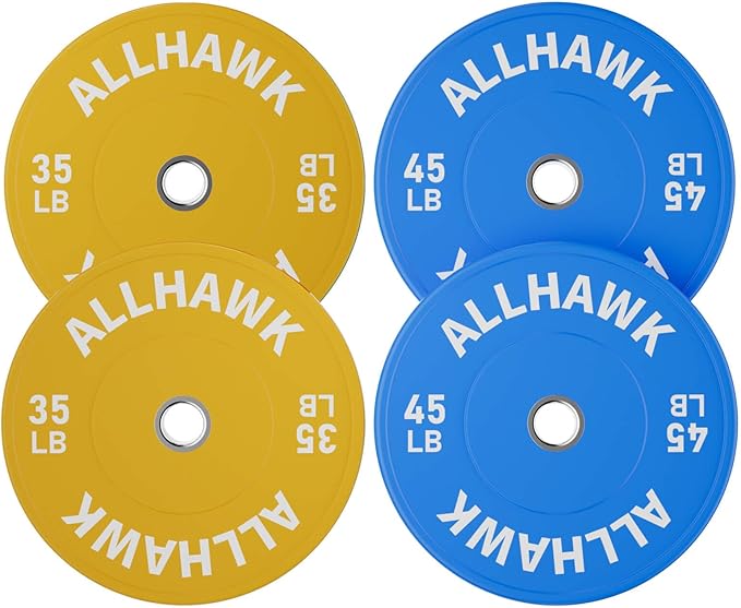 Colored Olympic Weight Plates, 2-inch Rubber Bumper Plate Set for Home Gym Barbell Weight Lifting and Strength Training