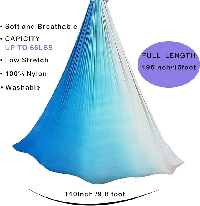 F.Life Aerial Yoga Hammock kit- Yoga Swing Multicolor 5 yards-Flying Yoga Include Daisy Chain,Carabiner and Pose Guide