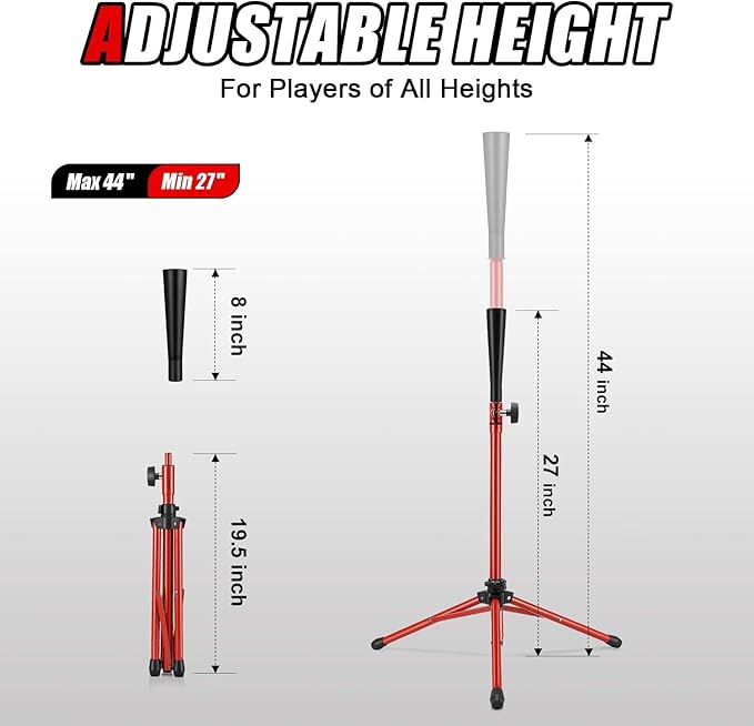 Gonex Baseball Softball Practice Hitting Batting Tripod Stand Rubber Tee Collapsible Portable with Carrying Bag