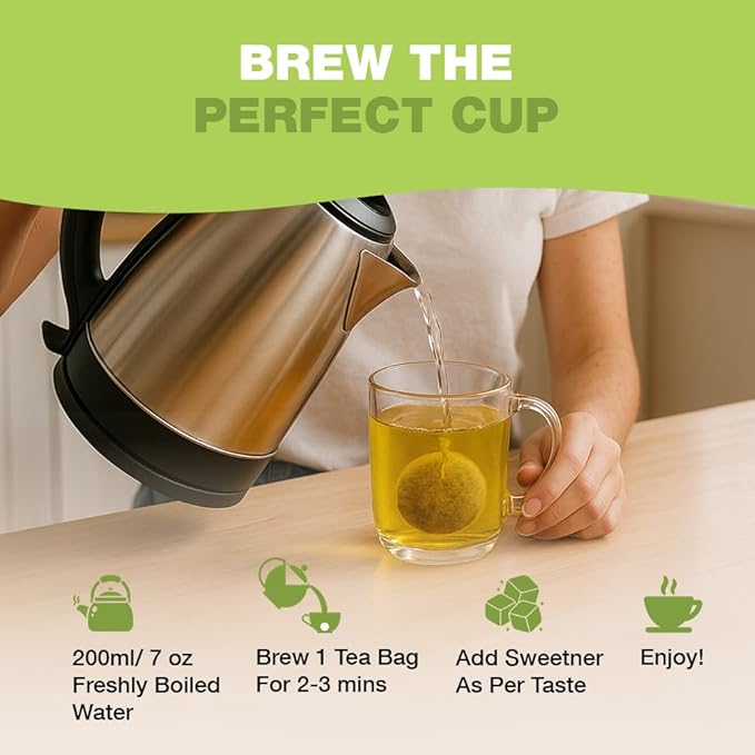 HANDPICK, Green Tea Bags - 100 Eco-Friendly Tea Bags | Resealable Pack for Freshness | Delicate & Flavory | Direct From India