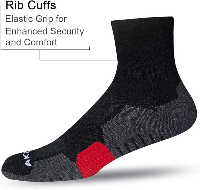 AKOENY Men's Performance Athletic Cushioned Quarter Ankle Socks (6 Pairs)