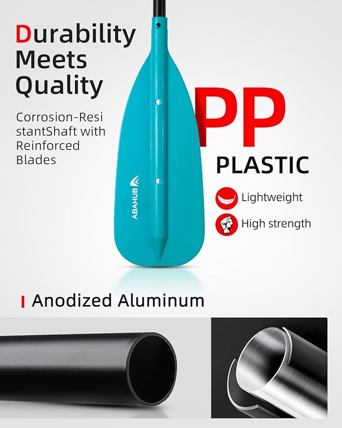 Abahub Adjustable Canoe Paddle Aluminum Shaft, 4'3''-5'3''/130cm-160cm, Floatable Oar for Canoeing Boating Kayaking