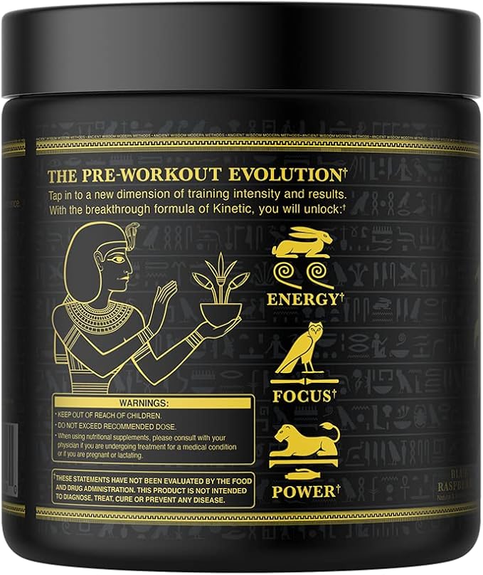 Ambrosia Kinetic Organic Preworkout, Mushroom Enhanced Natural Pre Workout Supplement, Nootropic Superfood Powder for Energy (Blue Raspberry)