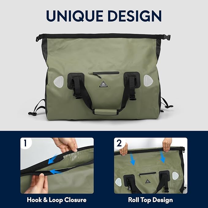 Haimont Waterproof Duffel Bag Roll-top Dry Duffel Bag with Quick-fixed Straps for Motorcycling, Rafting, Boating, SUP, Kayaking, Travel, 50L/70L