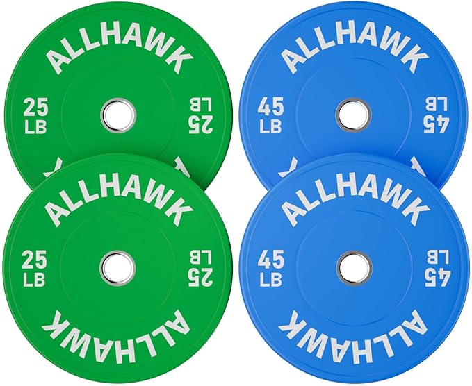 Colored Olympic Weight Plates, 2-inch Rubber Bumper Plate Set for Home Gym Barbell Weight Lifting and Strength Training