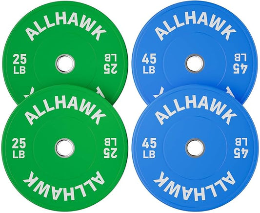 Colored Olympic Weight Plates, 2-inch Rubber Bumper Plate Set for Home Gym Barbell Weight Lifting and Strength Training