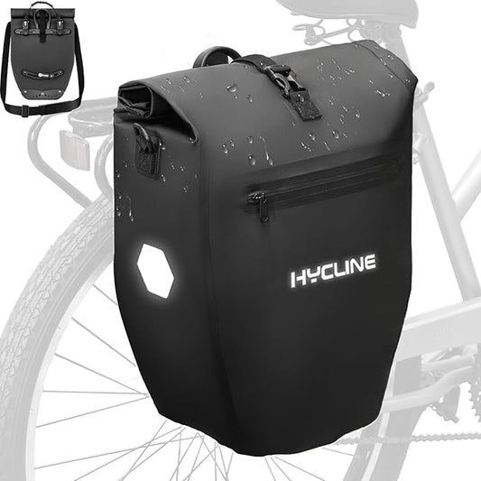 Hycline Waterproof Bike Panniers Bag: Bicycle Rear Rack Bags 28L Large Capacity with Dual Carrying Handle and Shoulder Strap for Commuting Cycling Traveling Touring Shopping - 1PC