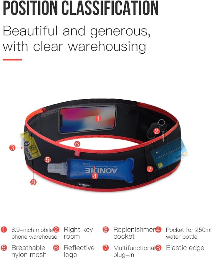 AONIJIE Lovtour Running Belt Waist Pack, Flip Waist Belt,with 250ml Soft Water Bottle Free and Lightweight for Marathon Climbing Jogging Cycling Workout Fitness Mobile Phone Holder