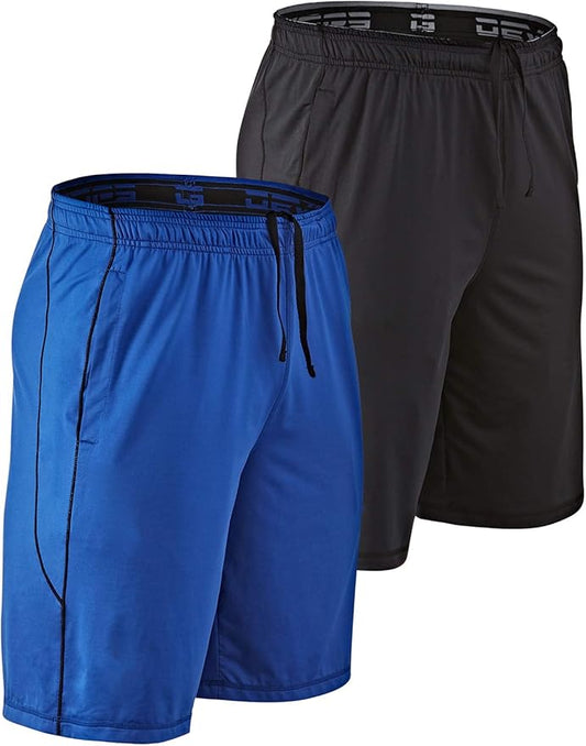 DEVOPS Men's 2-Pack Loose-Fit 10" Workout Gym Shorts with Pockets
