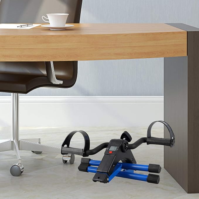 Folding Pedal Exerciser, Mini Under Desk Bike - Portable Foot Hand Cycle Peddler Machine Bicycle Exerciser for Arm Leg While Sitting