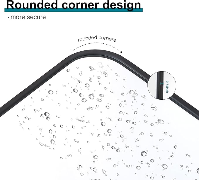 60" x 36"Bathroom Mirror, Matte Black Wall Mirror with Metal Frame, Decorative Rectangular Vanity Mirror for Bedroom Bathroom Living Room Entryway (Horizontal/Vertical)