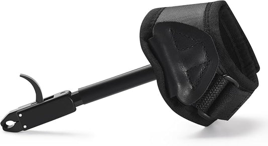 Compound Bow Release Aid Trigger, Professional Adjustable Wristband Archery Thumb Releases Buckle for Hunting Shooting Accessories, Black Wrist Strap