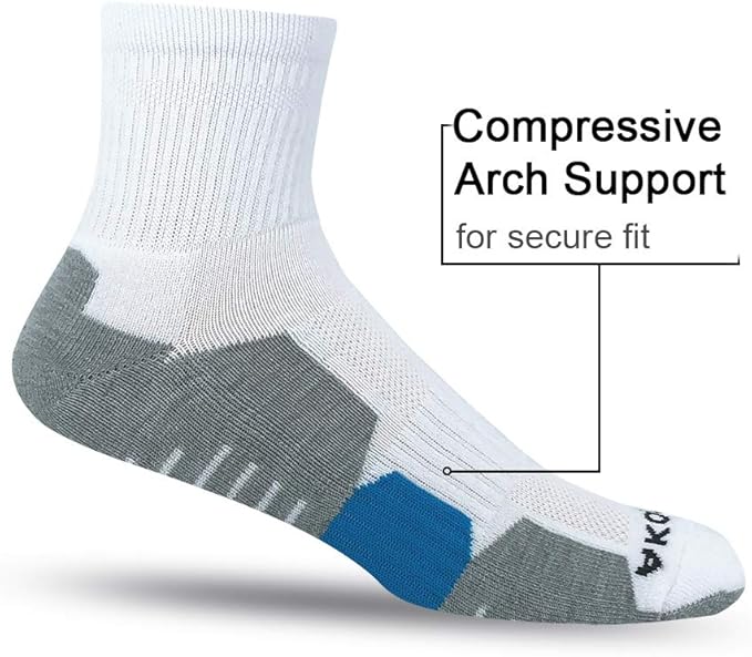 AKOENY Men's Performance Athletic Cushioned Quarter Ankle Socks (6 Pairs)
