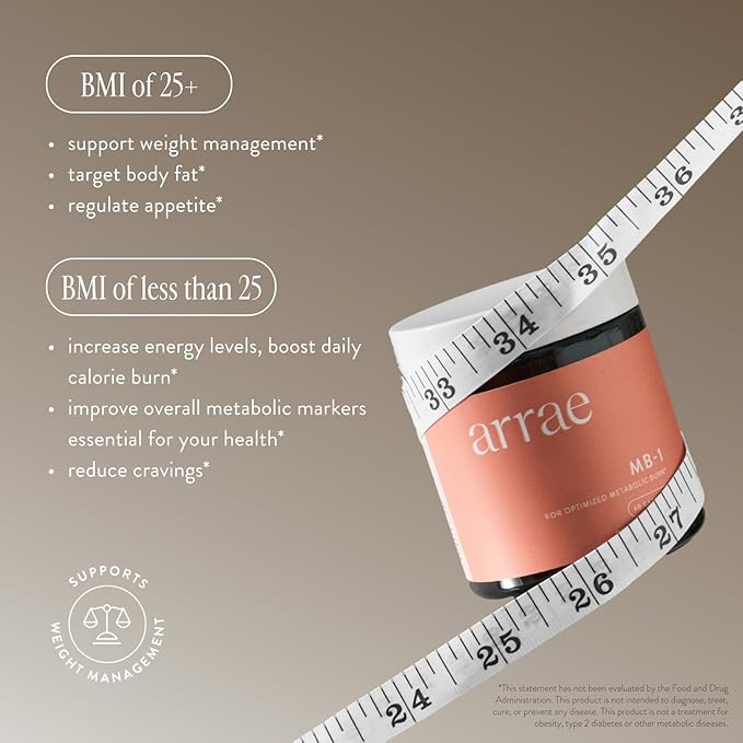 Arrae MB-1, Natural Dietary Supplement, Control Appetite, Increase Energy, Support Healthy Metabolism, 60 Capsules